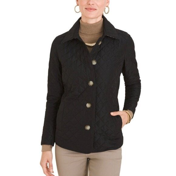 Chico's Jackets & Blazers - Chico's Black Quilted Barn Chore Coat XS